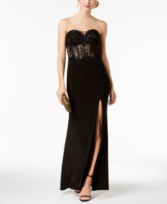 Adam Embroidered Lace Bustier Gown ...